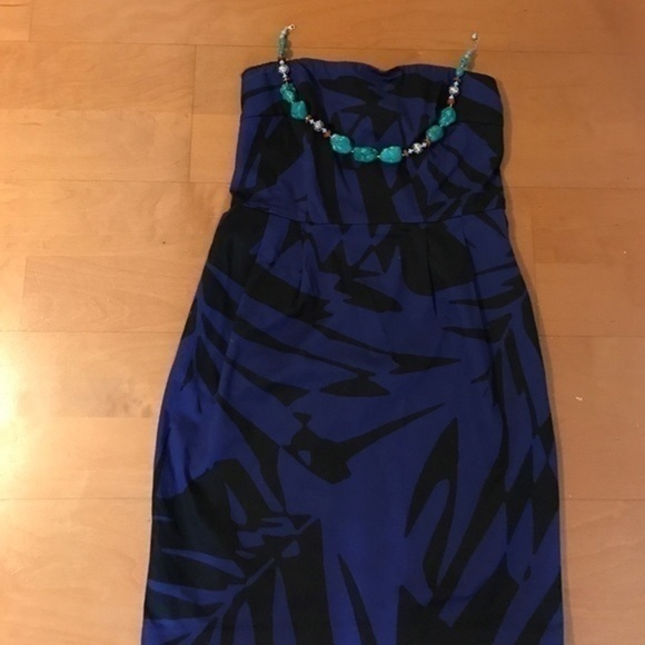 Express Blue and Black Chic Cocktail Dress Sz 6 - Picture 2 of 4